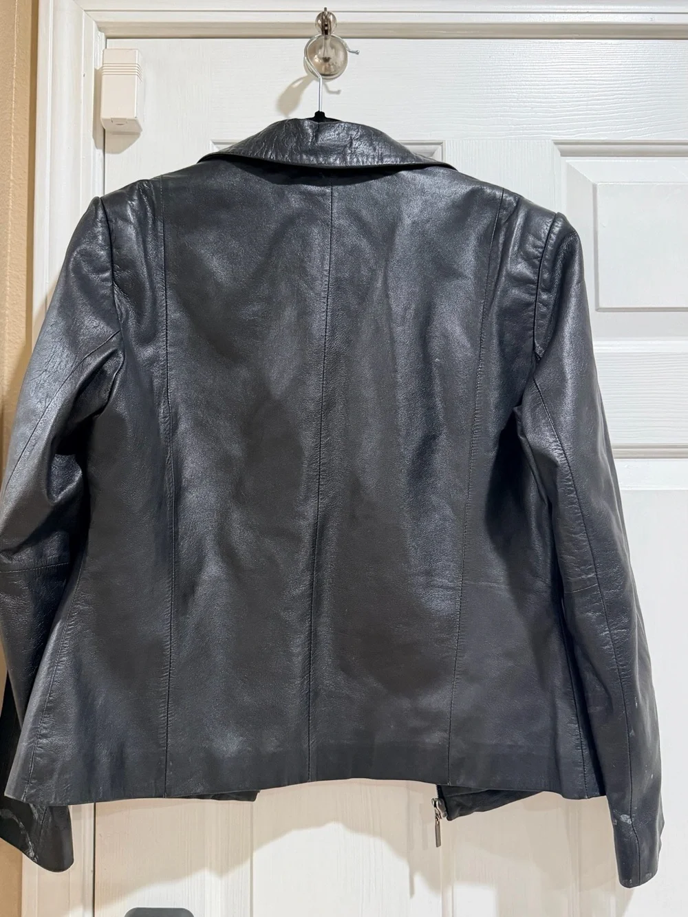 Wilsons Leather Black Leather Jacket with Blue Lining